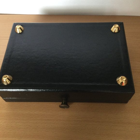 Vintage Lord Buxton Men's Jewelry Box black leatherette velvet made in Canada - Picture 6 of 6